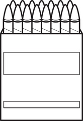 Blank Crayon Box with Twenty-Four Pointed Crayons: Line Art Illustration