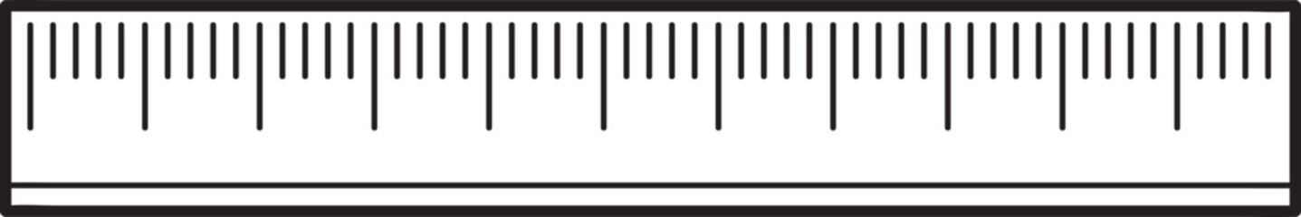 High-contrast monochrome ruler graphic with fine markings.