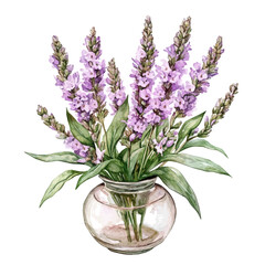 A Wood Betony In A Vase, watercolor painting vector, isolated on a white background.