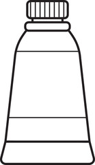 Line Art Illustration of a Conical Paint Tube with Ribbed Cap