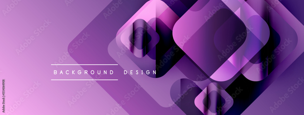 Aufkleber Abstract purple design features overlapping squares, creating layered geometric effect. Gradient background adds depth, modern aesthetic.