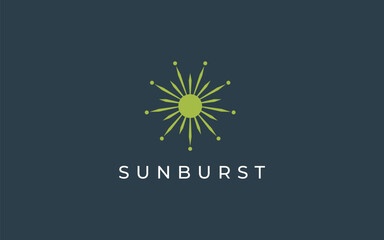 Abstract Sun Logo. Geometric Lines Half of Sunburst with Colors isolated on Background. Flat Vector Logo Design Template Element for Nature and Vacation Logos.