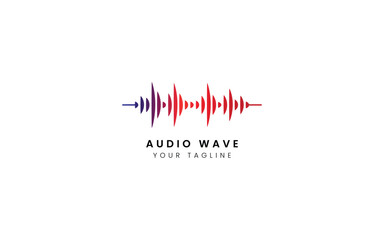 Pulse music player element. Logo template electronic music, equalizer, store, dj, nightclub, disco. Audio wave logo concept, Multimedia Technology themed, Abstract Shape