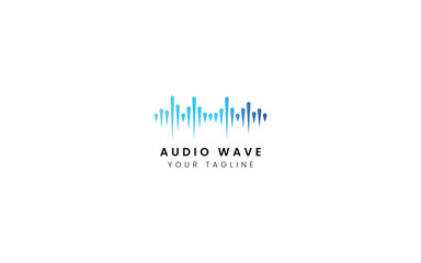 Pulse music player element. Logo template electronic music, equalizer, store, dj, nightclub, disco. Audio wave logo concept, Multimedia Technology themed, Abstract Shape