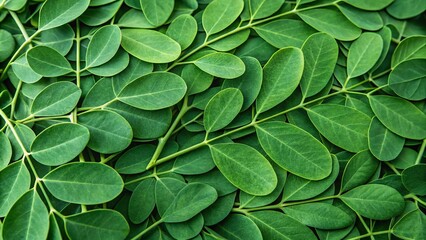 Green moringa leaves background. Suitable for marketing or business purposes. Panoramic banner with place for text