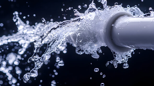 High-pressure burst of water erupting from ruptured pipe in emergency water damage repair scenario symbolizing urgent plumbing issues rapid response necessity and home maintenance crisis man40801386 1 - Powered by Adobe