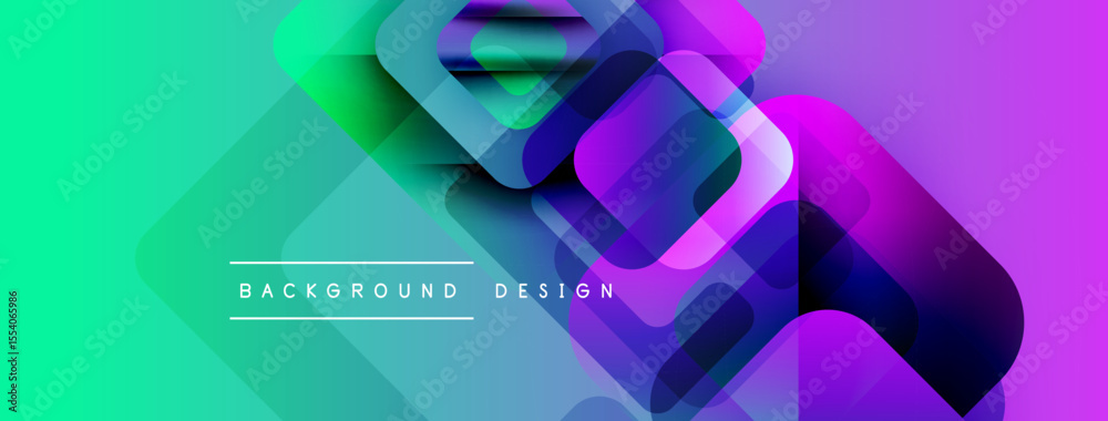 Aufkleber Abstract vibrant background. Overlapping squares create dynamic visual effect. Gradient colors transition smoothly, modern design element.