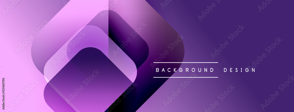 Poster Abstract purple gradient layers create modern design. Minimalist composition with text elements. Smooth transitions, dynamic shapes.