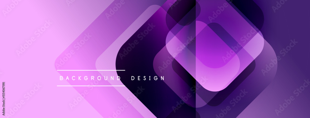Aufkleber Abstract geometric layers create vibrant purple gradient. Modern design elements suggest dynamic visual experience. Minimal text present.