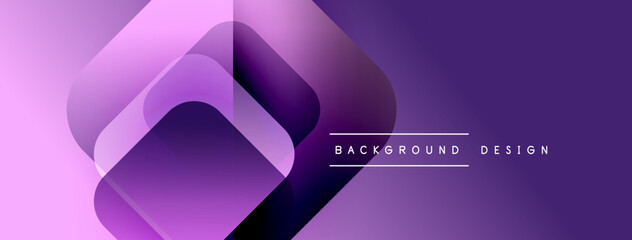 Abstract purple gradient layers create modern design. Minimalist composition with text elements. Smooth transitions, dynamic shapes.