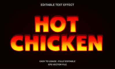 Hot chicken text effect with spicy grilled look for food or restaurant design