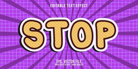 Editable text effect STOP word art typography illustration template style premium vector