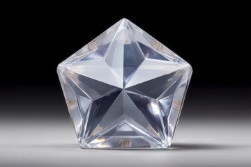 Clear Crystal Star Shape Figurine Facets Reflections and Geometric Design