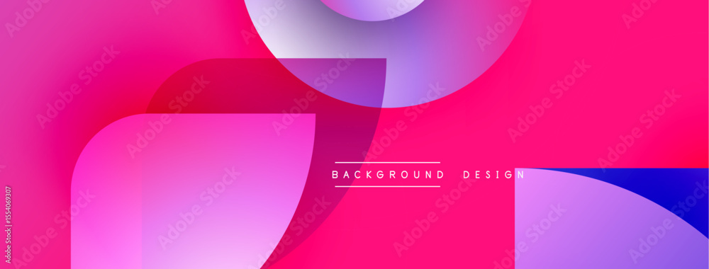 Poster Abstract vibrant background. Overlapping shapes create dynamic visual effect. Pink, purple, blue hues dominate composition. Modern design element.