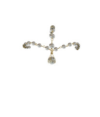 3D rendered gothic beaded headpiece with central teardrop pendant, isolated on transparent...