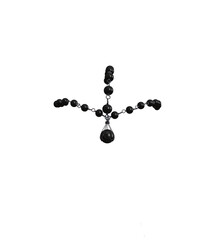 3D rendered gothic beaded headpiece with central teardrop pendant, isolated on transparent...