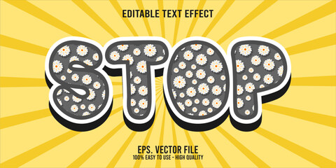 Editable text effect STOP word art typography illustration template style premium vector
