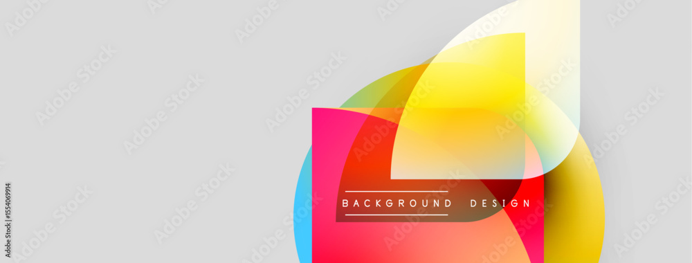 Aufkleber Abstract colorful shapes overlap white space. Modern design elements create dynamic visual impact. Bright hues contrast neutral backdrop.