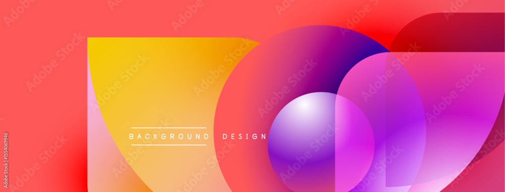 Poster abstract vibrant background. overlapping circles, gradients, warm colors dominate design. text reads
