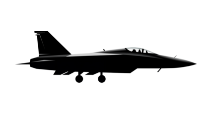 Sleek military jet is silhouetted against a transparent background, showcasing its modern design.