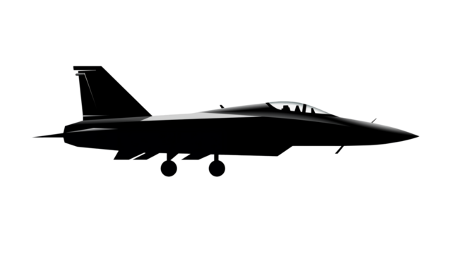 Sleek military jet is silhouetted against a transparent background, showcasing its modern design. - Powered by Adobe