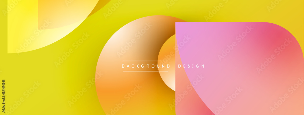 Poster Abstract vibrant design. Overlapping shapes create dynamic composition. Yellow, orange, pink gradients dominate visual space. Modern aesthetic.