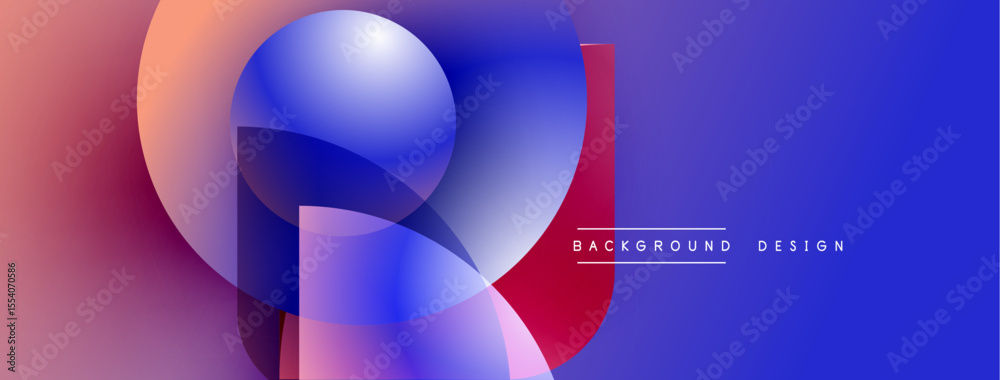 Leinwandbilder Abstract geometric shapes blend vibrant colors. Gradient transitions create modern visual impact. Minimal text complements design elements.