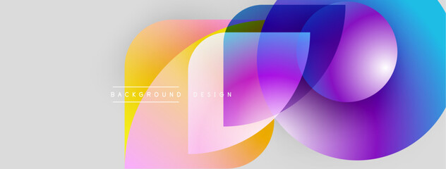 Abstract colorful shapes overlap, creating dynamic gradient background. Modern design elements suggest innovation, energy.