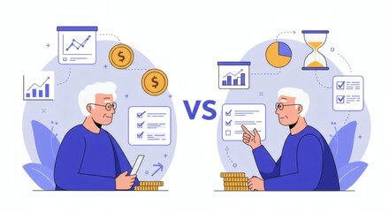 Comparing retirement strategies with finances and investment analysis for planning better financial future