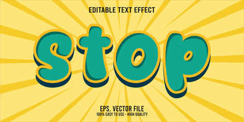 Editable text effect STOP word art typography illustration template style premium vector