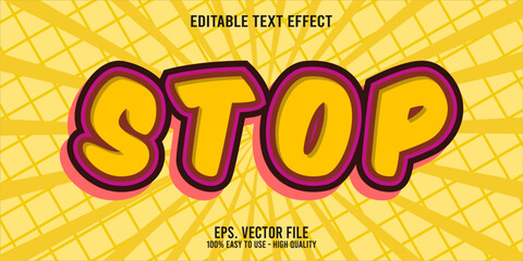 Editable text effect STOP word art typography illustration template style premium vector