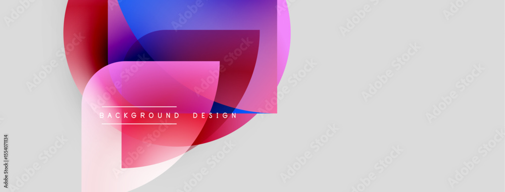 Poster Abstract fluid shapes, vibrant colors, modern design. Gradient layers create dynamic visual effect. Minimalist background, text elements present.