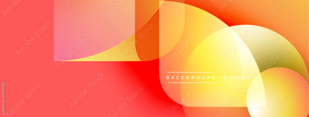 Poster Abstract gradients overlap, creating vibrant warm color scheme. Modern design elements suggest fluidity, energy, innovation.