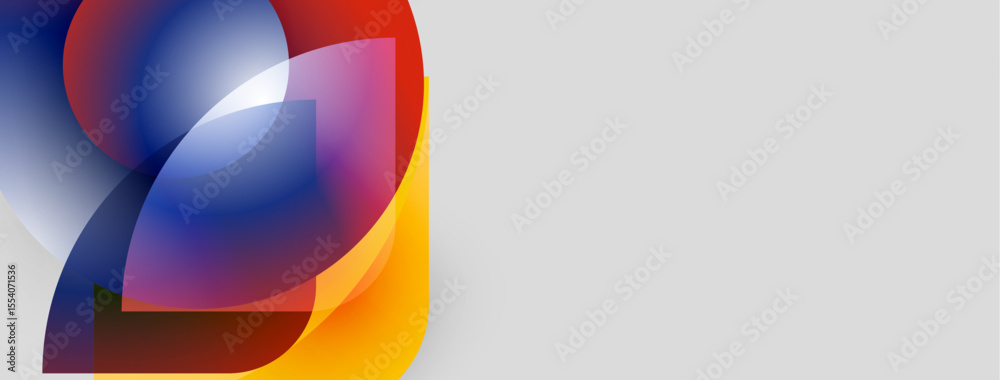 Aufkleber Abstract colorful shapes overlap, creating dynamic visual effect. Bright hues blend with softer tones, modern design.