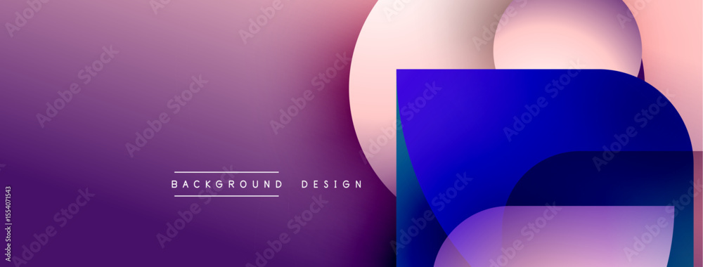 Poster abstract gradient background. overlapping shapes create modern visual effect. purple, blue hues domi