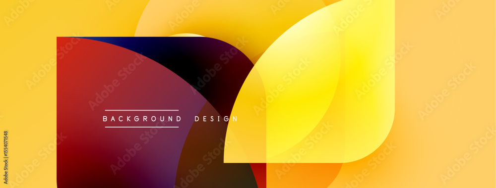Poster abstract yellow, orange, purple shapes overlap. modern design features gradient color transitions, t