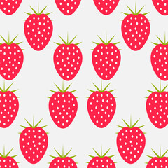 Sweet red strawberries seamless flat pattern background. Vector illustration