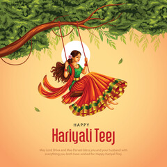 indian festival Happy Haryali Teej and Hartalika Teej. abstract vector illustration design