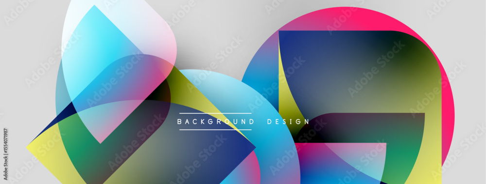 Poster Abstract shapes overlap, creating vibrant color gradients. Modern design features smooth transitions, light background. Minimalist aesthetic.
