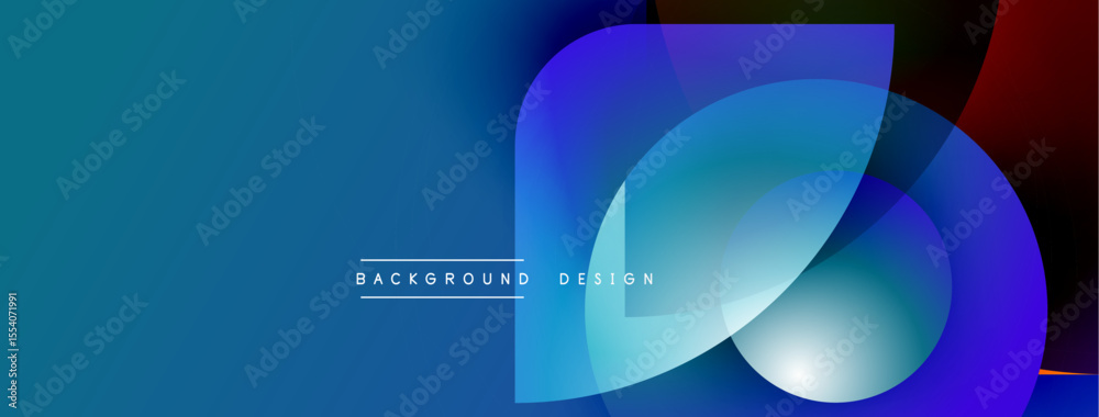 Poster Abstract blue design features overlapping translucent shapes. Gradient colors create modern visual effect. Text reads background design.