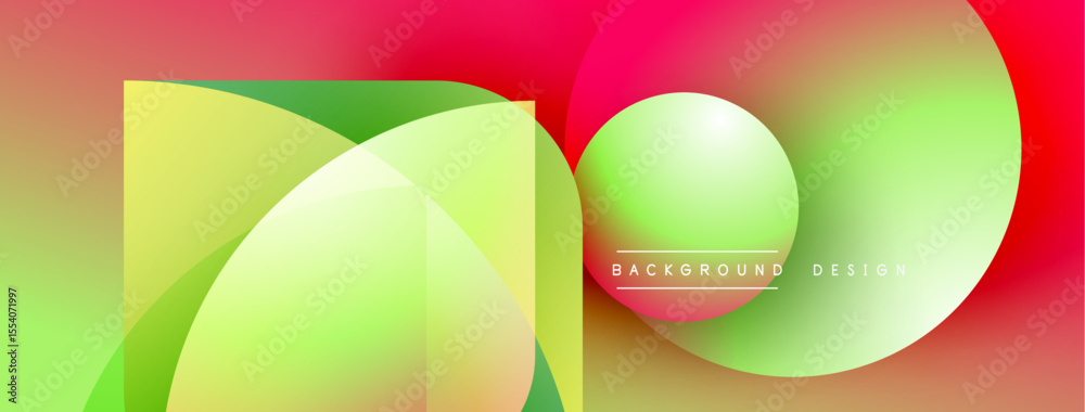 Poster Abstract geometric shapes overlap. Vibrant gradients create dynamic visual effect. Modern design elements suggest fluidity, energy.
