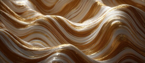 Abstract image of undulating, creamy waves with gold highlights