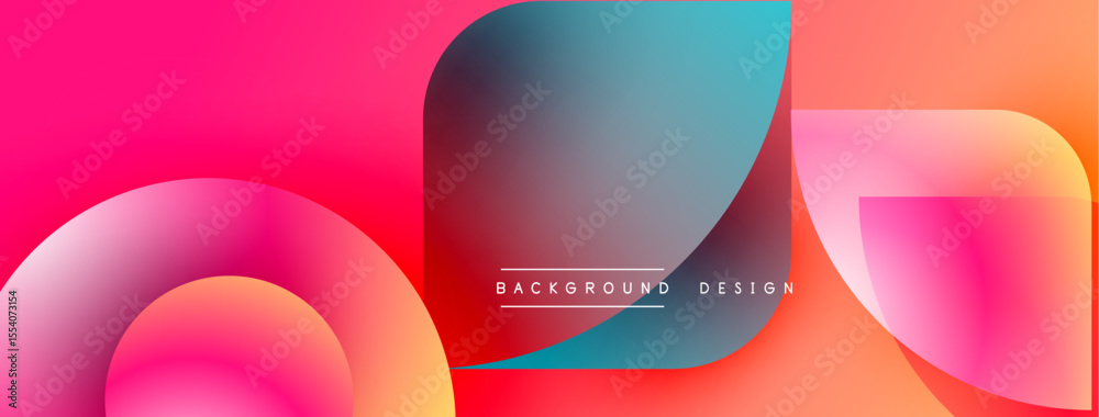 Aufkleber abstract vibrant shapes overlap. gradient colors blend, creating modern background design. smooth cu