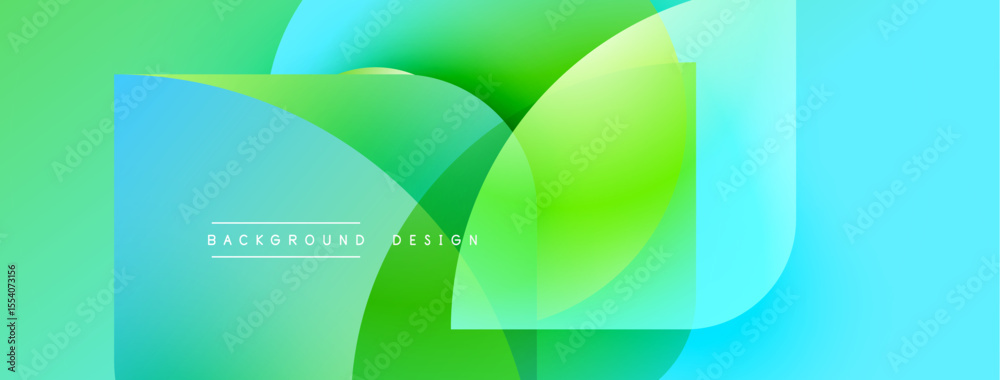 Poster Abstract vibrant design. Overlapping circles create dynamic gradients. Green, blue hues dominate composition. Text reads background design.