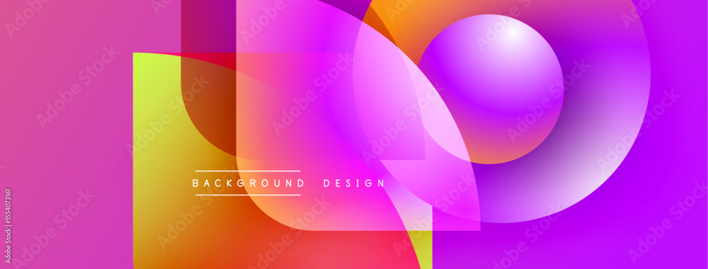 Leinwandbilder Abstract vibrant design features overlapping colorful shapes. Gradient hues blend from pinks to oranges, creating dynamic visual effect. Modern aesthetic.