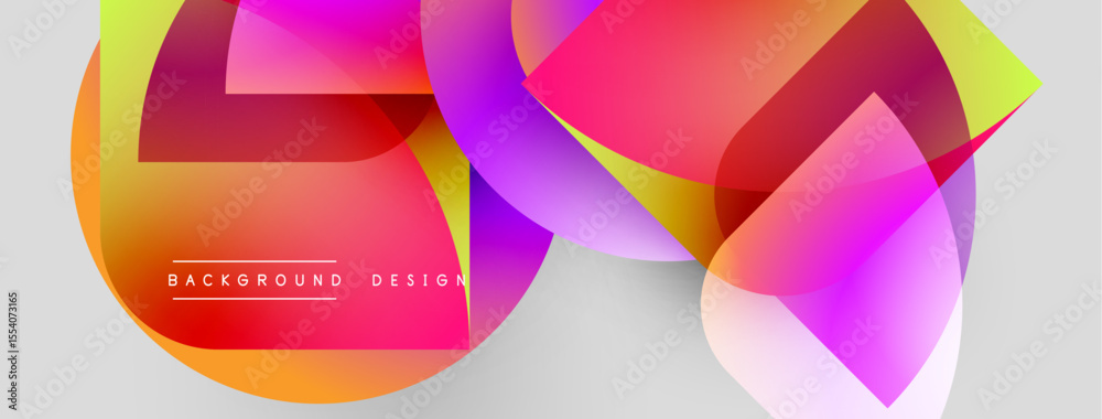 Aufkleber Abstract vibrant shapes overlap. Gradient colors blend, creating dynamic visual effect. Text reads background design. Modern, stylish composition.