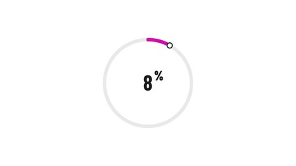8% number loading circle icon illustration 4K resolution.