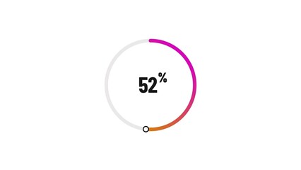 52% number loading circle icon pie chart illustration 4K resolution.