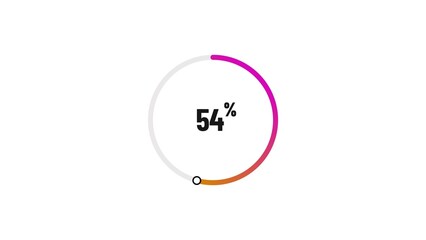 54% number loading circle icon pie chart illustration 4K resolution.