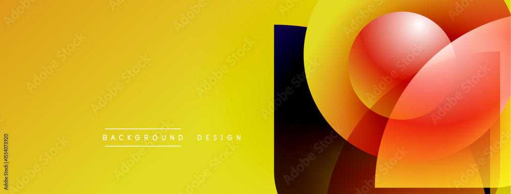 Fototapete Abstract yellow background. Overlapping shapes create dynamic visual interest. Modern design elements suggest innovation, energy.